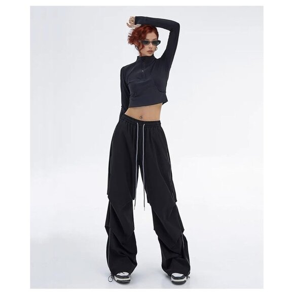 Bakyarder Women's Casual Parachute Pants Long Baggy Hiking Lightweight Drawst M - Picture 2 of 4